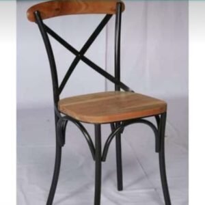Polished Cross Back Iron Chair, Size 75 Cm
