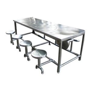 Stainless Steel Rectangular SS Dining Table, For Canteen